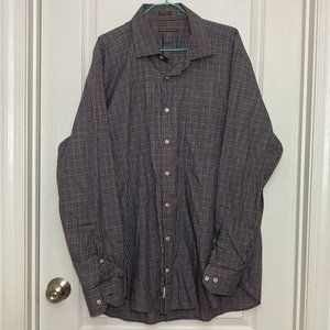 Peter Millar | Men's XL Brown and Blue Plaid Button Down Long Sleeve.